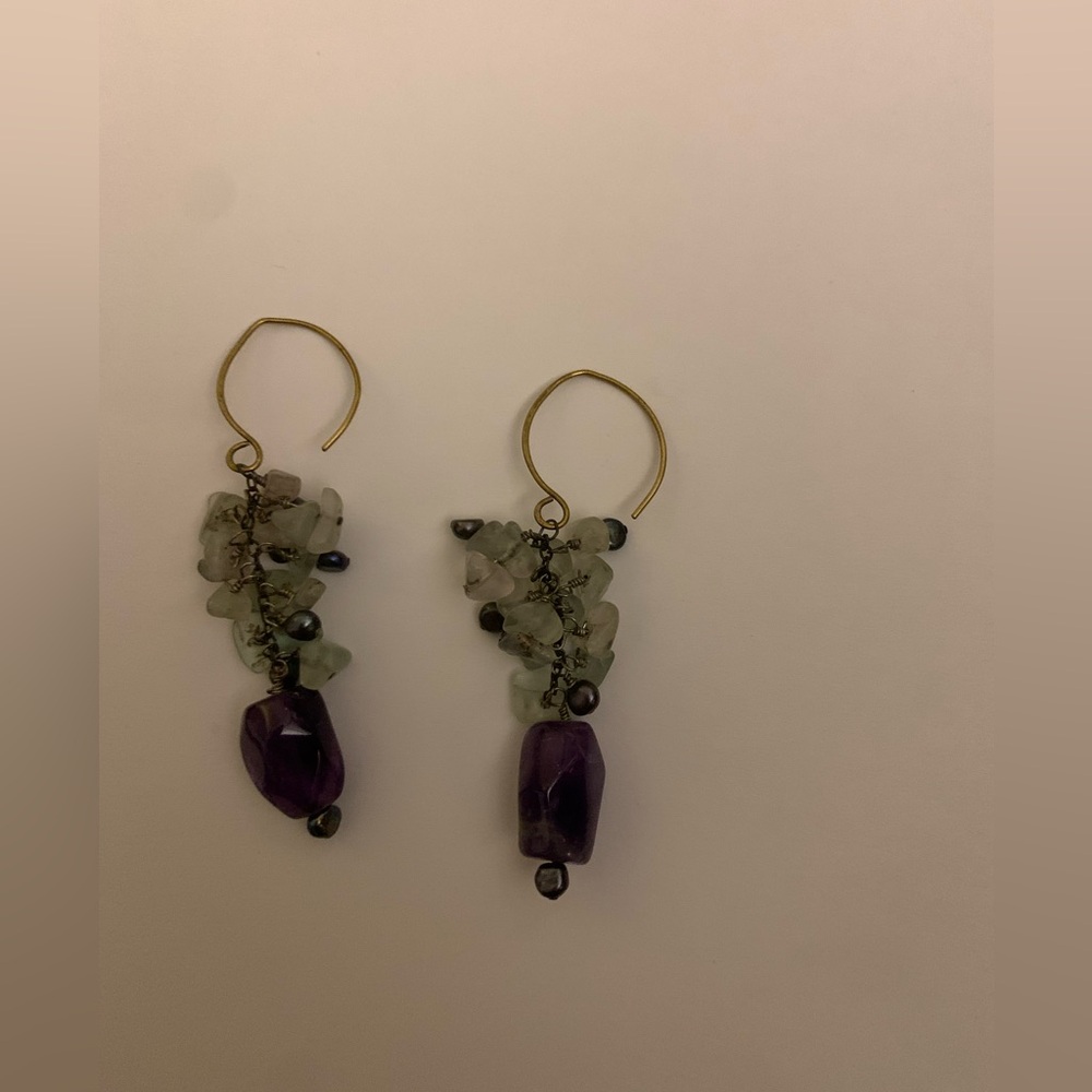 Handmade amethyst earrings. Local artist.